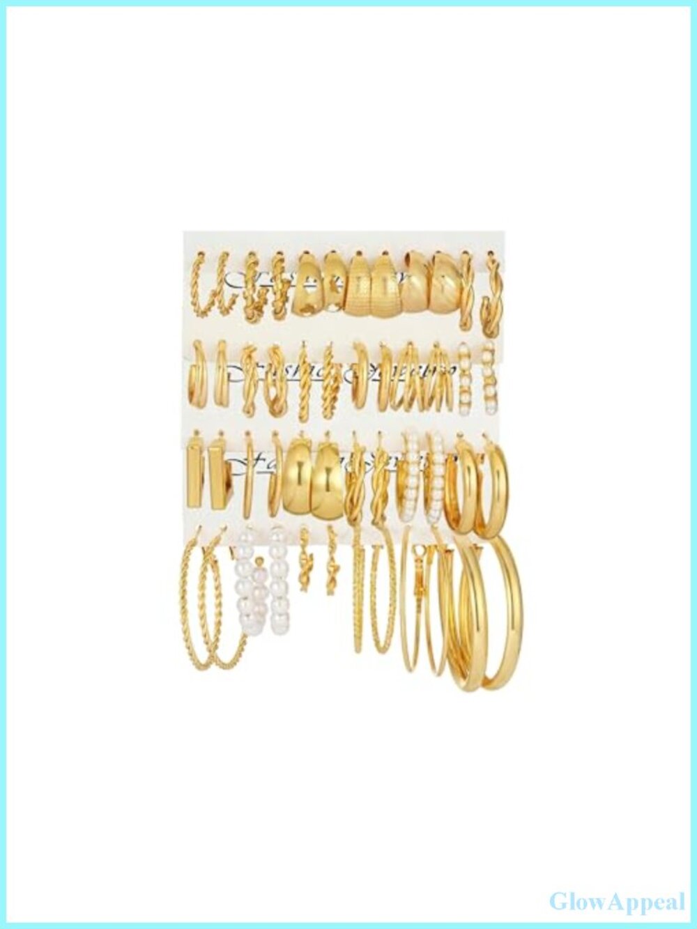 24 Pair Hoop Earrings Set Lightweight Women Gold Silver
